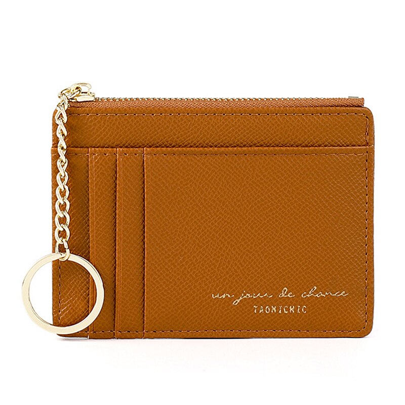 Billeteras de cuero Pu sólido para hombre y mujer, monedero pequeño, cartera delgada, tarjetero Unisex: Brown H