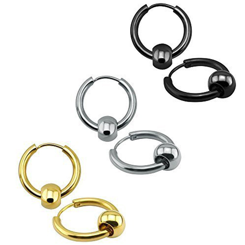 Goldfarbene IP-Beschichtung aus Edelstahl 316, kreisförmig, 8, 10, 12, 14, 16 mm, Kugel-Creolen, kein Verblassen, allergiefrei, klassischer kurzer Stil