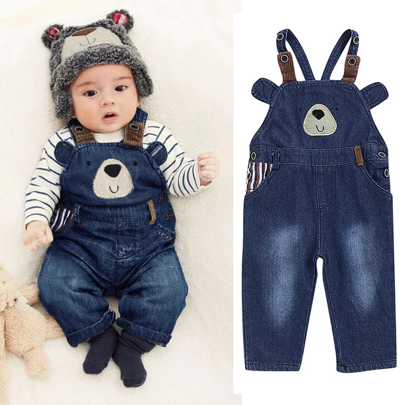 Spring Children's Clothing Baby Boys Jeans Denim Baby Girls Jeans Kids Clothes Suspender Pants Overalls Cartoon Long Trousers