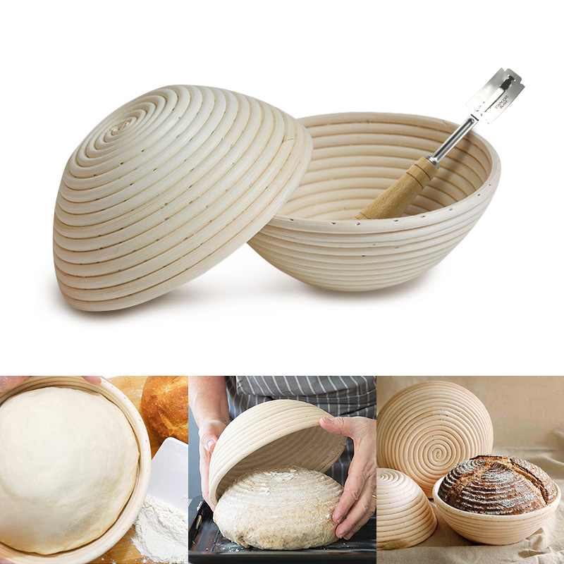 Natural Rattan Bread Proofing Basket Oval Rattan Wicker Dough Fermentation Sourdough Bread Basket With Trimming Knife