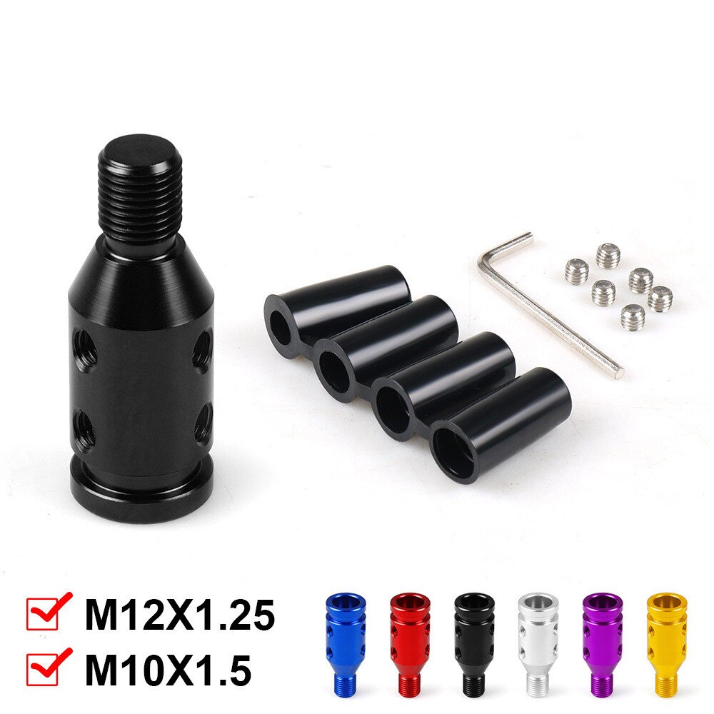 Adaptador Universal de pomo de cambio de marchas Manual para coche, palanca de cambios sin rosca, aleación de aluminio, rosca M10x1.5/M12x1.25