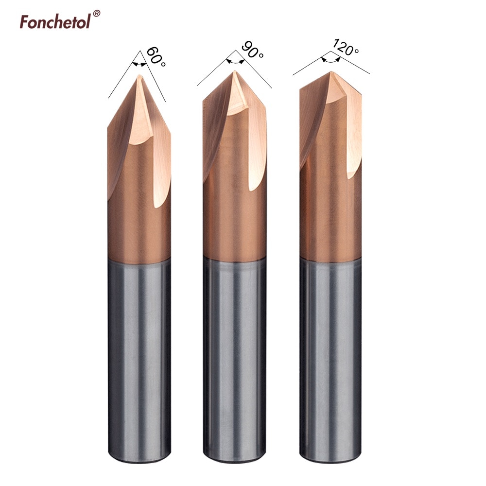 -1PCS,CNC solid carbide tungsten carbide steel Chamfer milling cutter,30&amp;45&amp;60 degree 3 flutes end mill