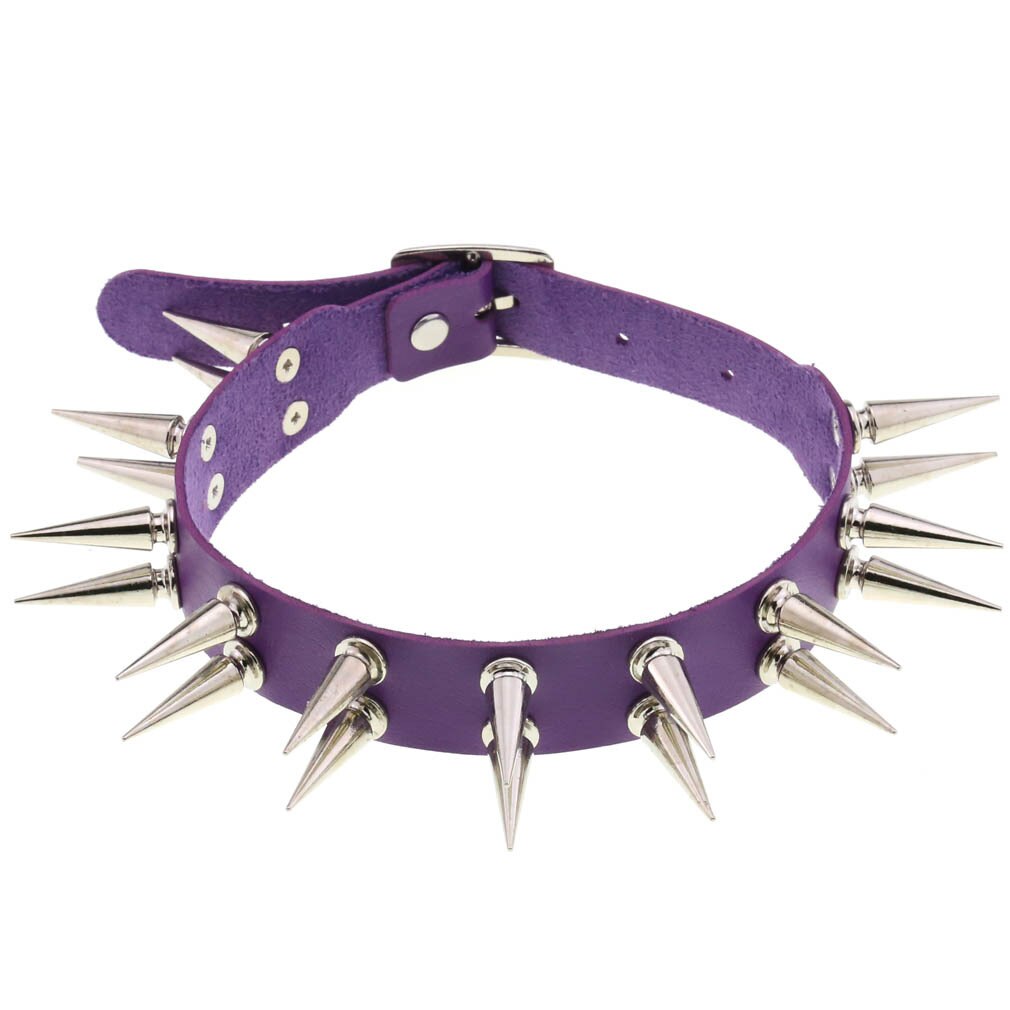 DIEZI Gothic Sexy 16 kolorowa skóra PU naszyjnik kobiety w stylu Vintage moda nit wisiorek w kształcie gwiazdy Choker naszyjniki 2021 nowa biżuteria: purple