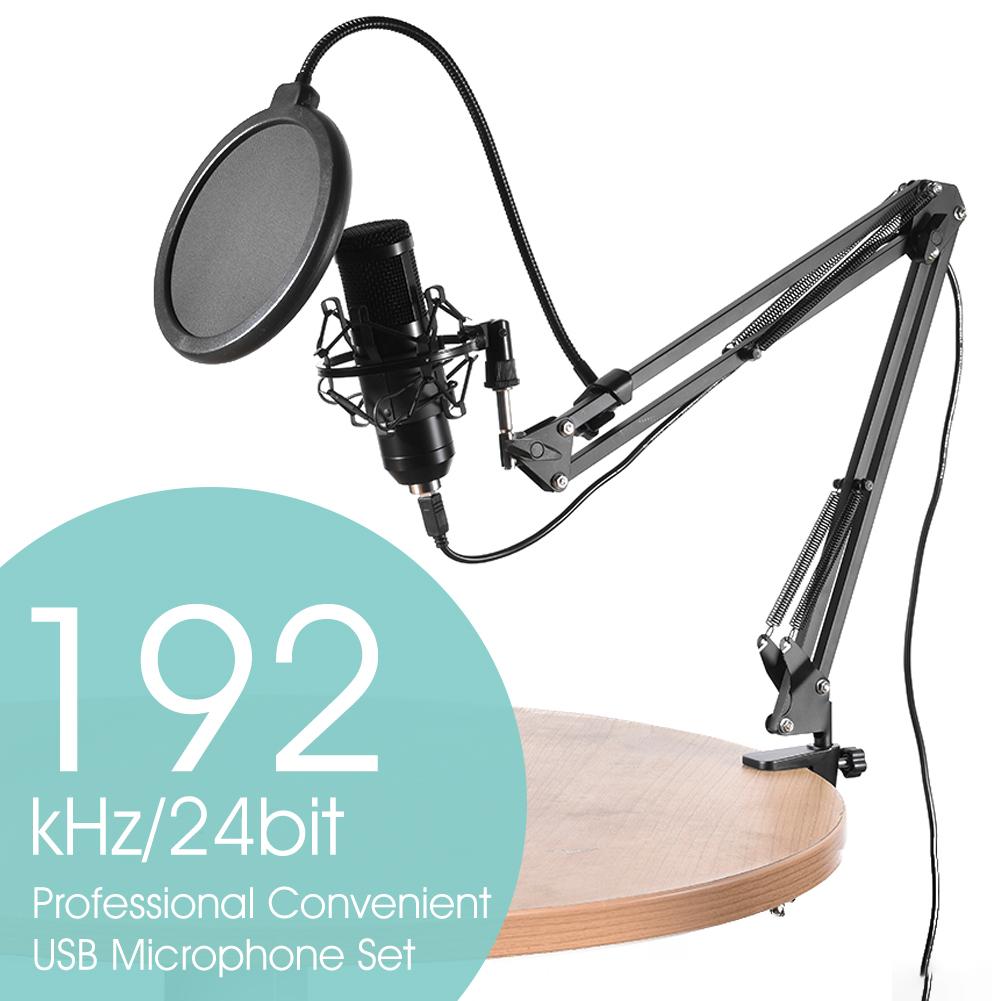 Usb-microfoonset, handige pc-microfooncondensatorkit, 192 khz, /24 bit voor gaming-opnames