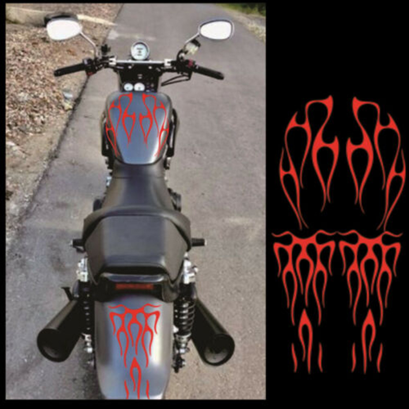 1Pair Red Flame Sticker Car Body Decoration Parts Waterproof Strong Durable Motorcycle Decorative Stickers