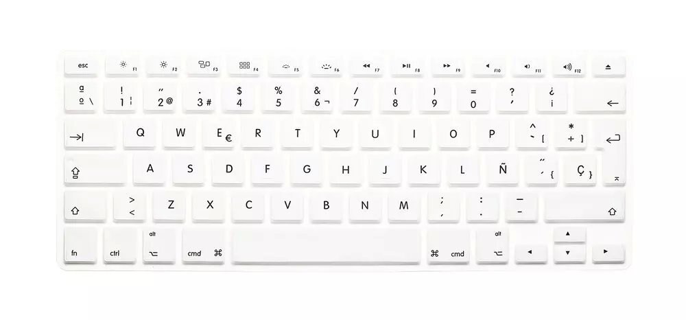 Silikone spansk bogstav tastatur cover til macbook air pro retina 13 15 17 beskytter til mac book tastatur spansk spanien eu: Hvid