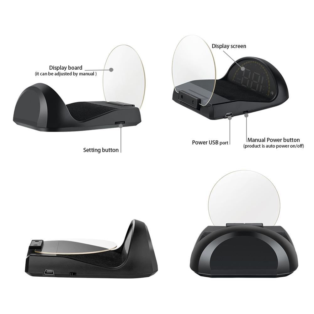 Car HUD Head Up Display Speed Projector Windshield Head Up Display OBD Overspeed Warning System Electronic Voltage Alarm Display