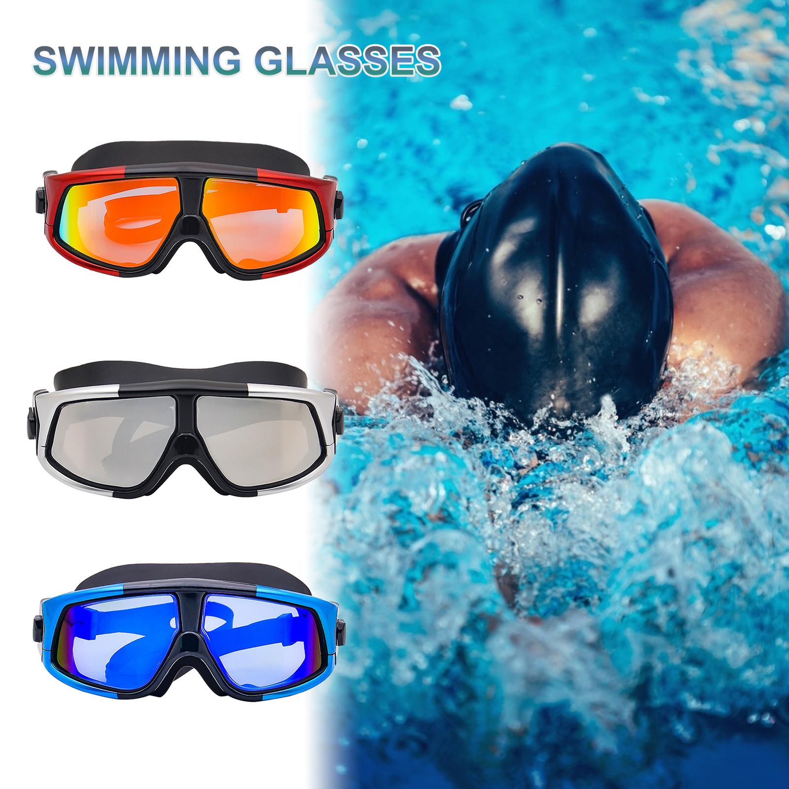 Waterproof Fog Swimming Goggles High-Definition Large Frame Anti-Ultraviolet Plating Flat Light Diving Goggles For Adults