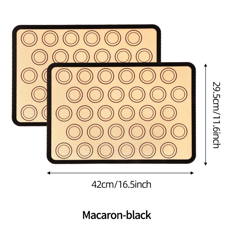1PCS 42x29.5cm Silicone Macaron Baking Mat Non Stick Silicon Liner Bake Pans And Rolling For Macaroon Pastry Cookie Cake Making: Macaron-Black