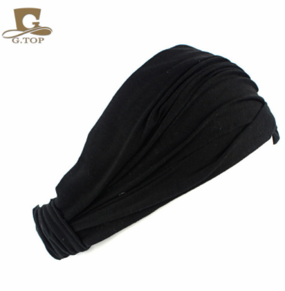 Diadema de algodón para mujer, turbante, bandas elásticas para el cabello de Color sólido, diadema para Yoga, diadema para el cabello de maquillaje, Bandana 2 en 1, accesorios para el cabello: Rojo