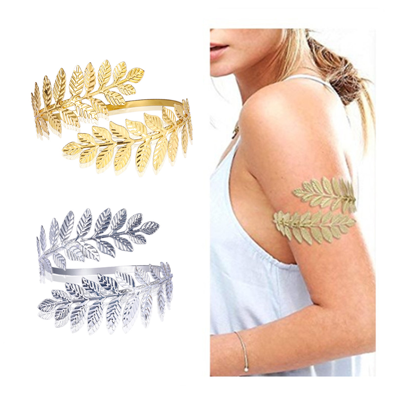 Dayoff boho vintage guld sølv farve fjerarm armbånd åbent armbånd manchet armring blomster udskæring indien kvinder smykker  b35