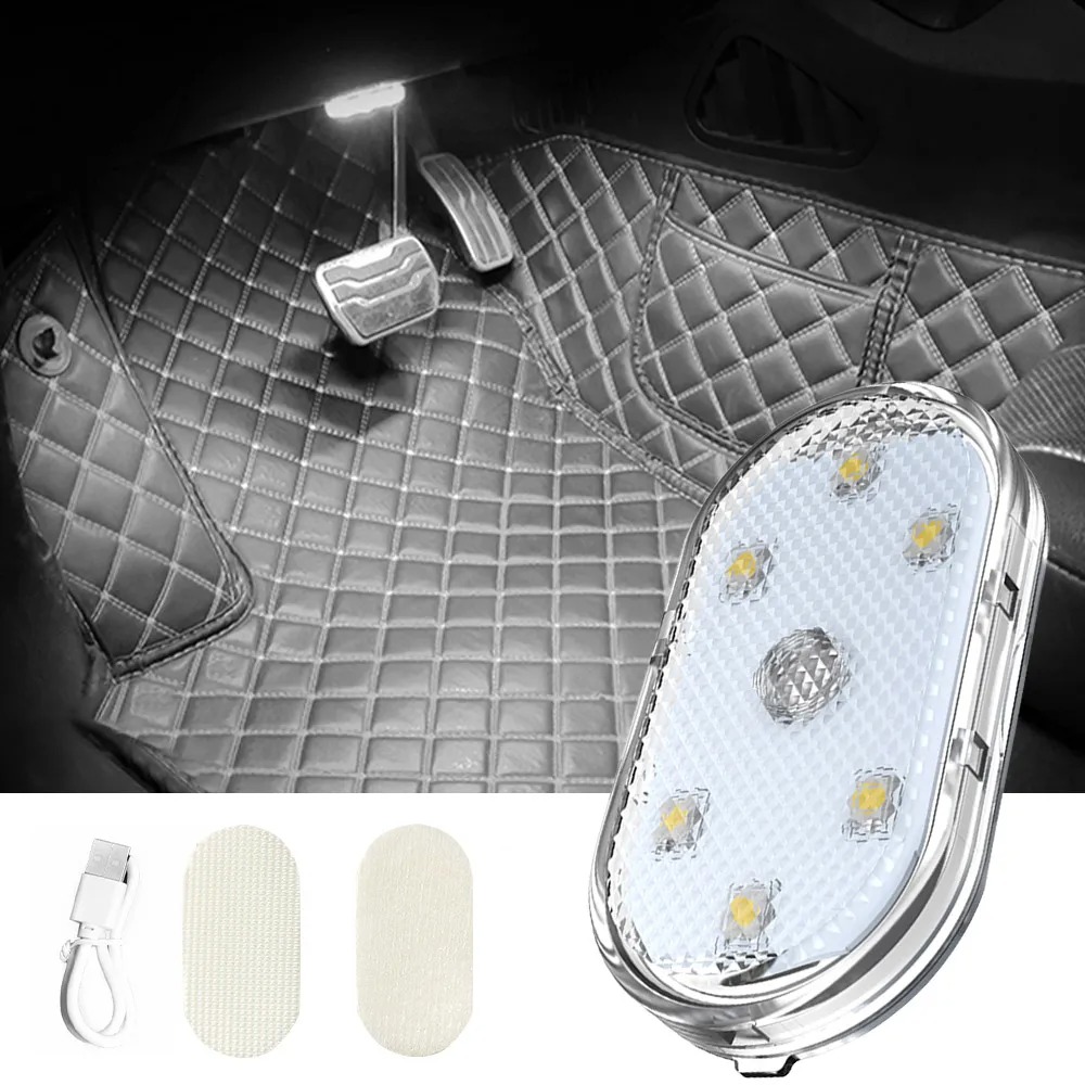 Oświetlenie samochodu wielofunkcyjna lampka robić czytania ledowa lampa nastrojowa samochodowa lampka awaryjna na dach samochodu z czujnikiem dotykowym ładowanie przez USB: 8000 k biały niebieski