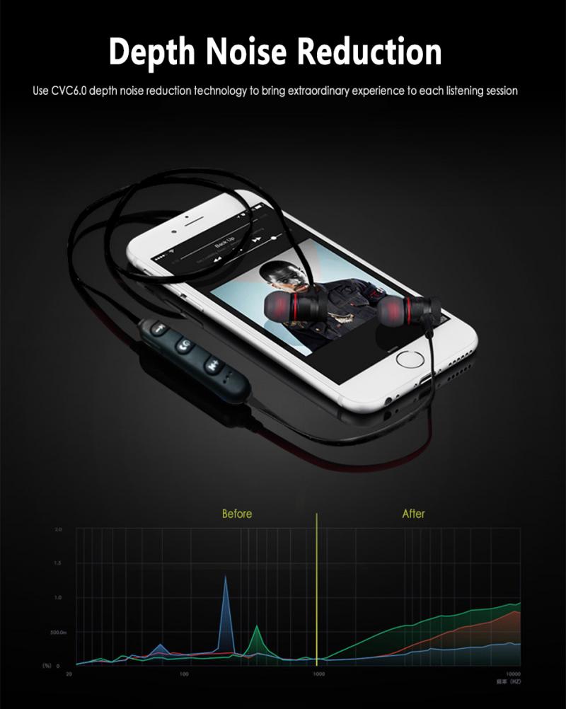 M9 Magnetische Sport Bedrade Headset Bluetooth 4.1 Stereo Headset Met Microfoon Rood + Zwart