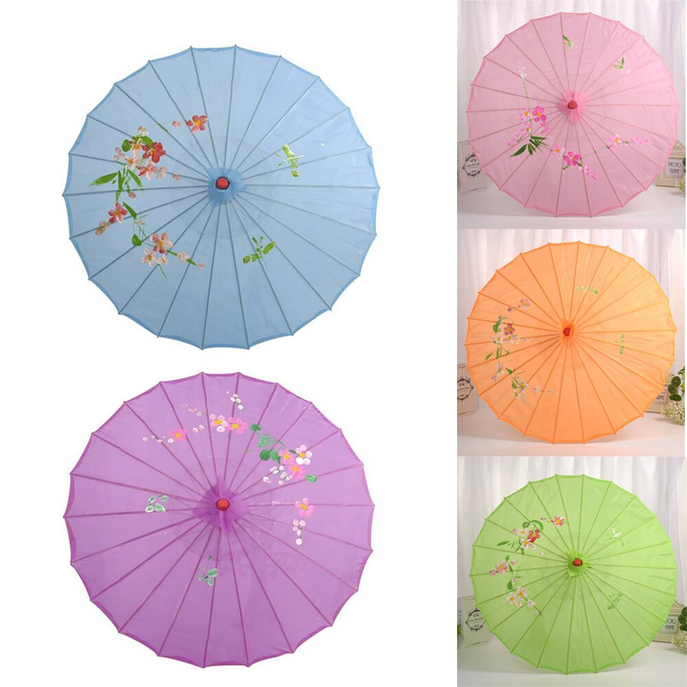 Paraguas de seda clásica china para mujer, paraguas decorativo de baile antiguo, accesorios de paraguas de danza de papel al óleo de estilo chino