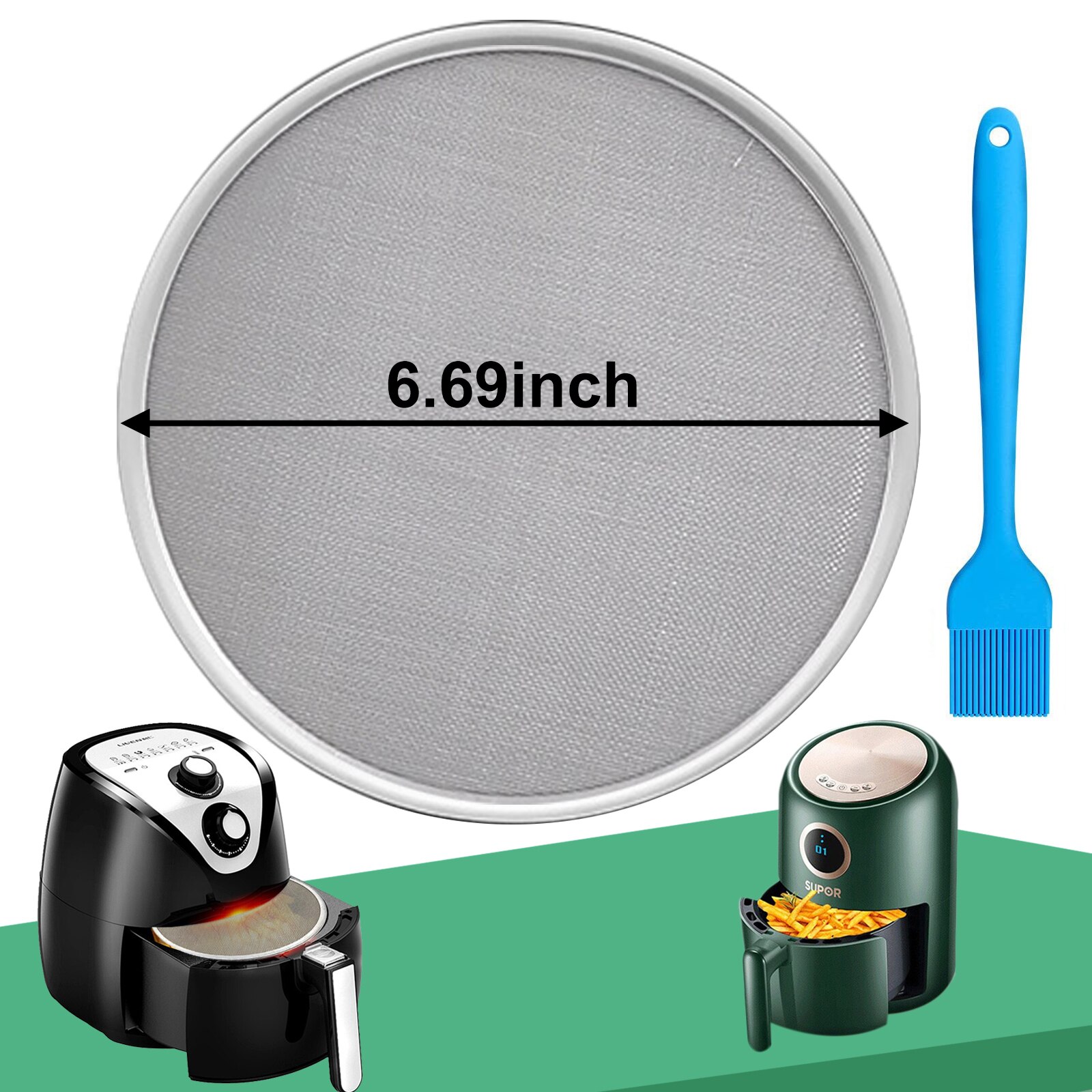Air Fryer Accessories Splash Screen Oil-Proof Net Stainless Steel Oil Splash Lid Fine Mesh Air Frying Pot Splatter Screen Guard