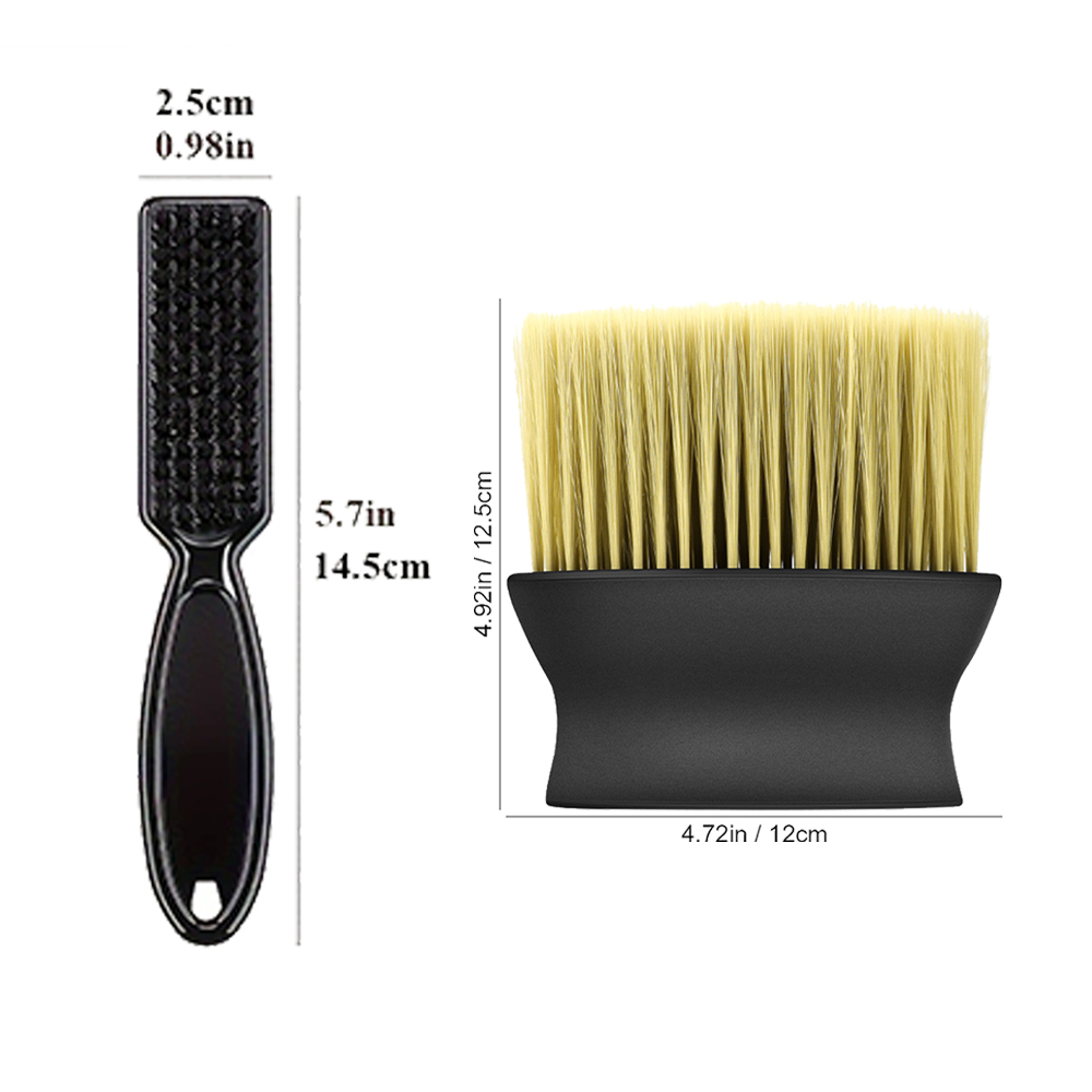 Ensemble de brosses de barbier pour hommes, plumeau pour le visage, ensemble de barbe, brosse à cheveux cassés, brosse ronde de coiffure pour le cou: Black
