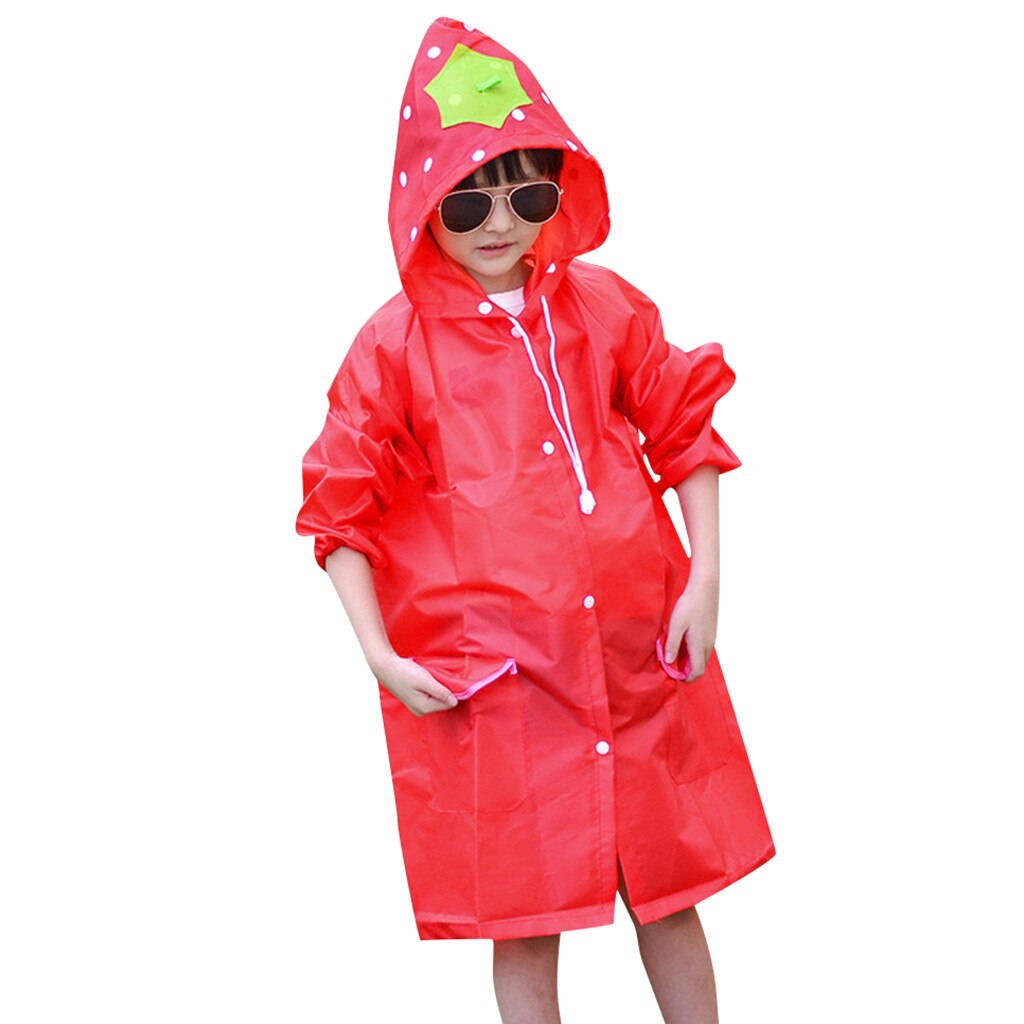 Tegneserie dyr print børn regnfrakke piger drenge langærmet hætteklædte vandtætte regnjakker lange regnbeklædning studerende søde poncho