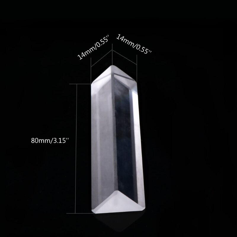 OOTDTY K9 cristal óptico ángulo recto que refleja el prisma Triangular para la enseñanza de espectro de luz