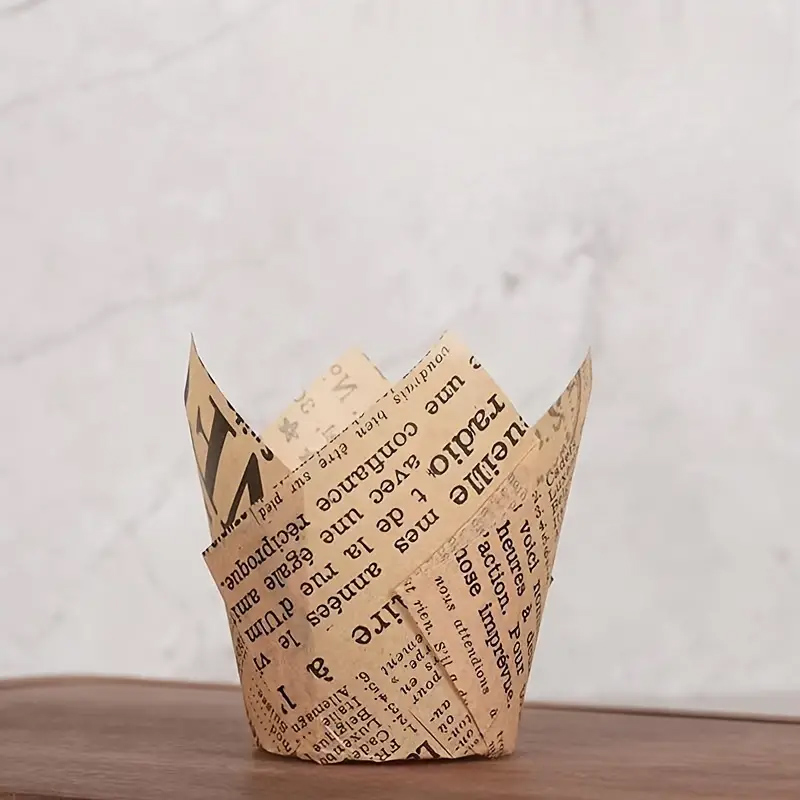 40/100/200 Stück Tulpen-Cupcake-Einlagen, Muffin-Cupcake-Papierverpackungen mit Golddruck, Backbecherhalter für Hochzeit, Geburtstag: Option14 / Schokolade