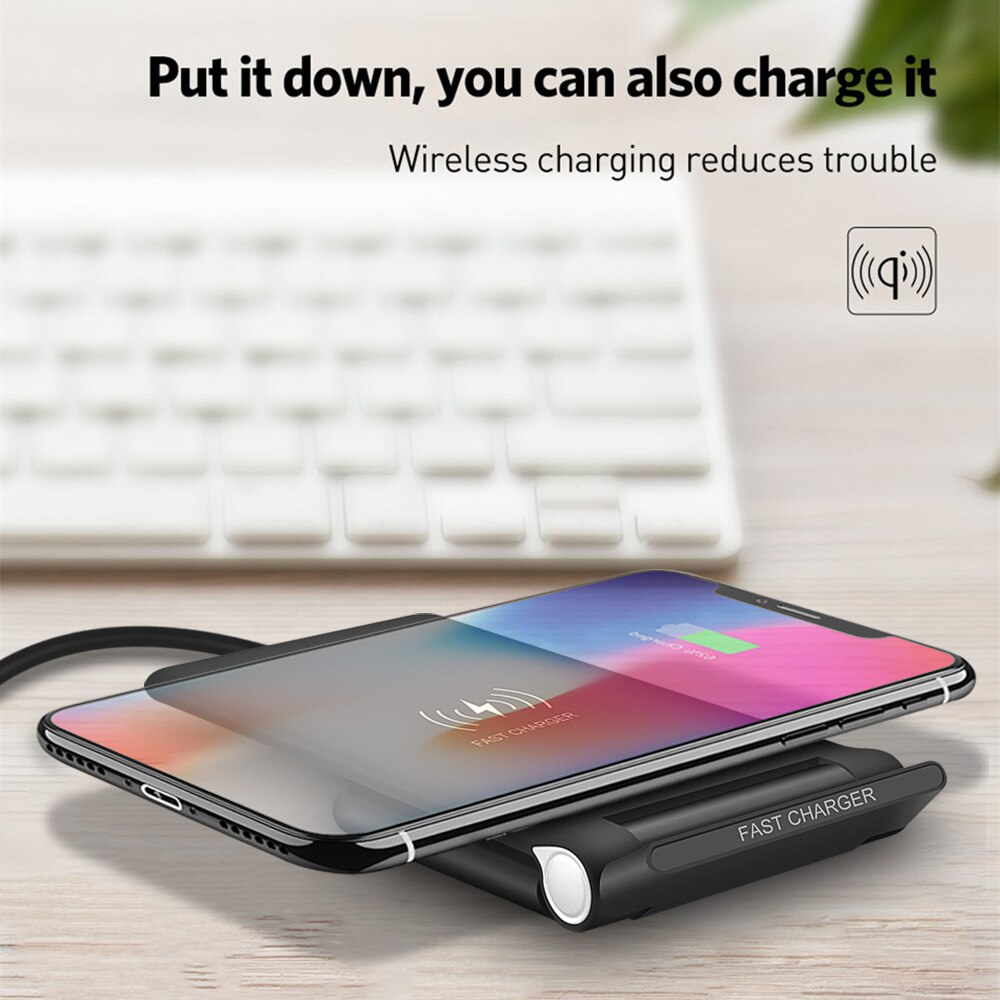 FDGAO Qi 15W Fast Wireless Charger For iPhone 11 XS XR X Airpods 2 Pro QC 3.0 Type C Charging Stand For Samsung S10 S20 Note 10