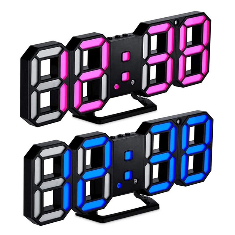 3D Digitale Klok, Muur Led Nummer Tijd Wekker, Led Elektronische Klok Met Snooze Functie, Klok Datum