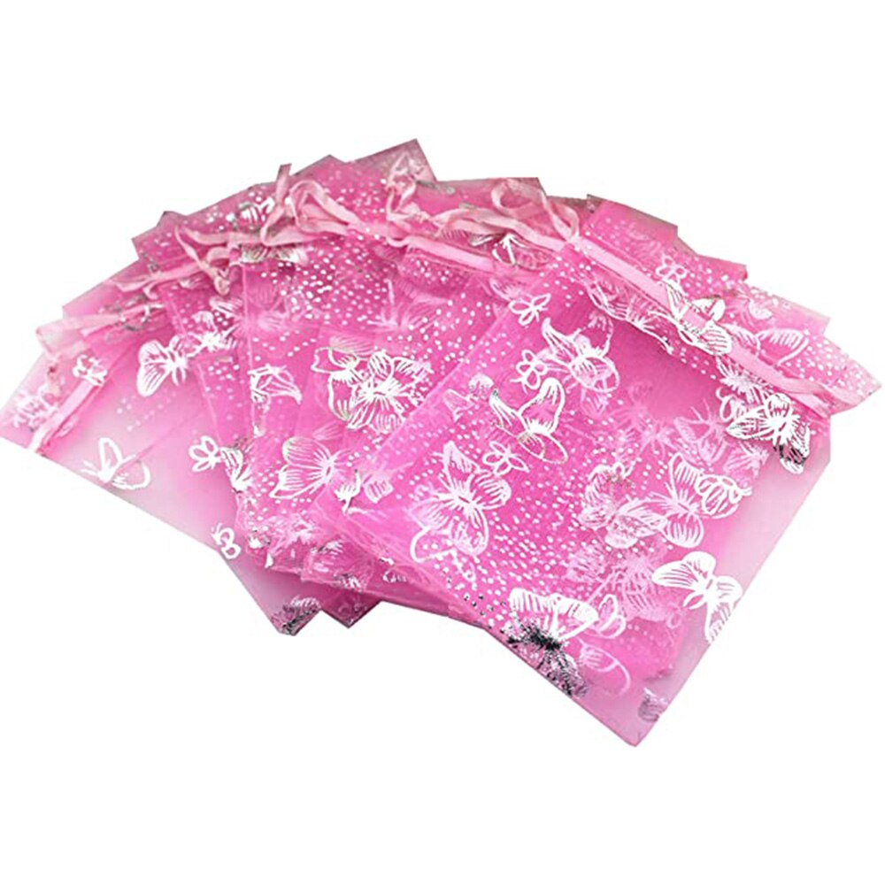 100 PCS 10 Colors Jewelry Butterfly Organza Bag 10x12cm Wedding Christmas Voile Organza Packing Drawstring Bag Pouch