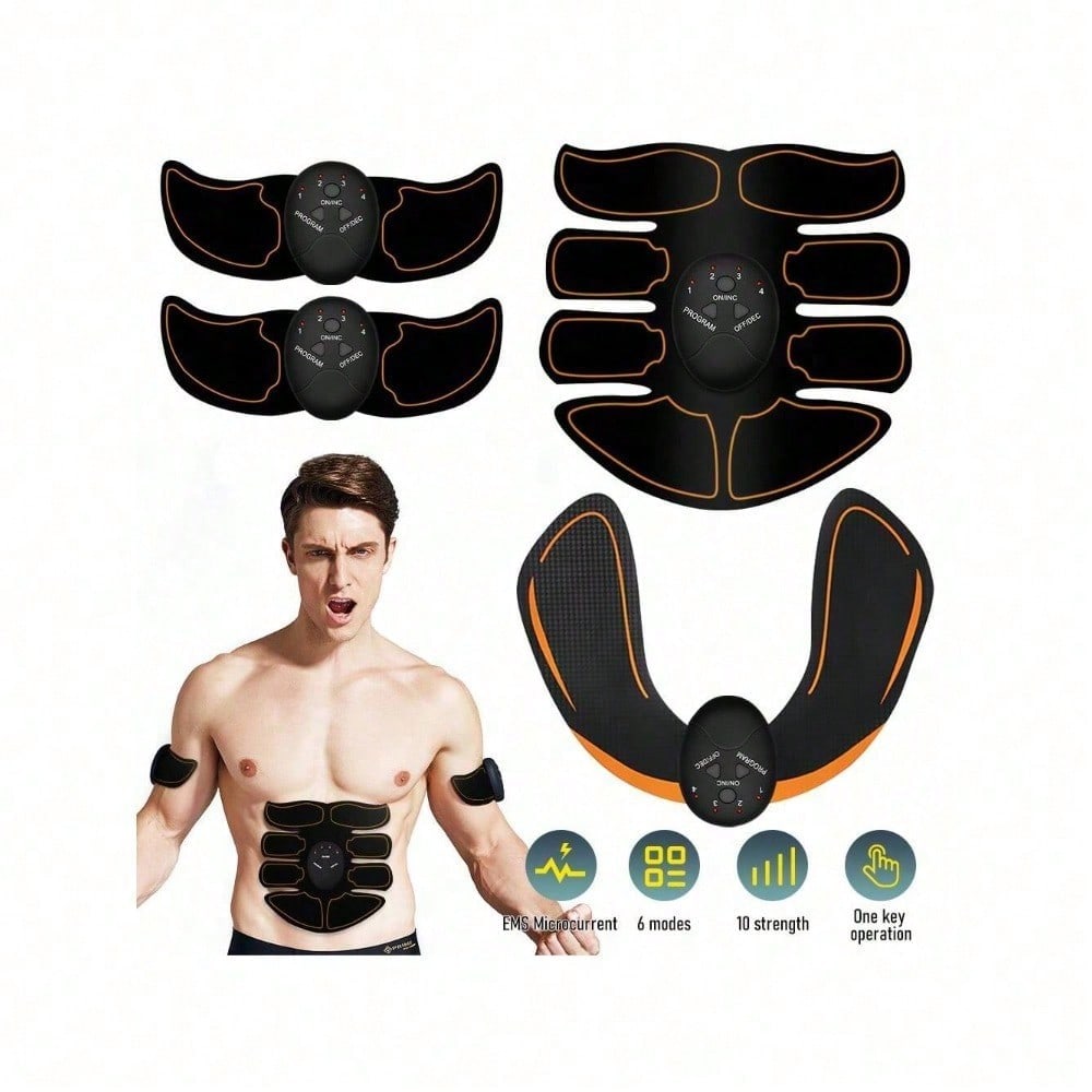 EMS Wireless Abdominal Muscle Stimulator Massager Fitness Abdominal Training, Home Arm/Leg Fitness Exercise Equipment: black