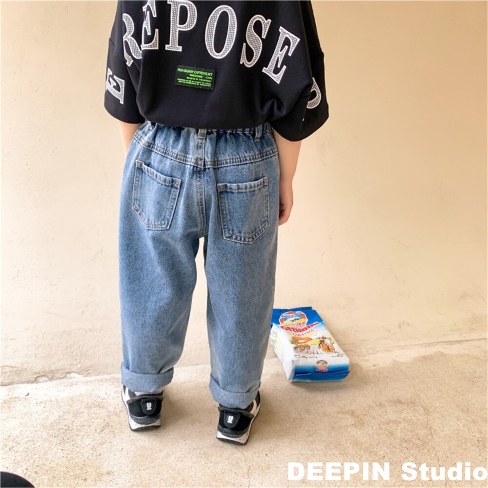 Pantalones de mezclilla informales para niños y niñas, pantalón de chándal holgado, encantador, que combina con todo, primavera y otoño, novedad de 2022