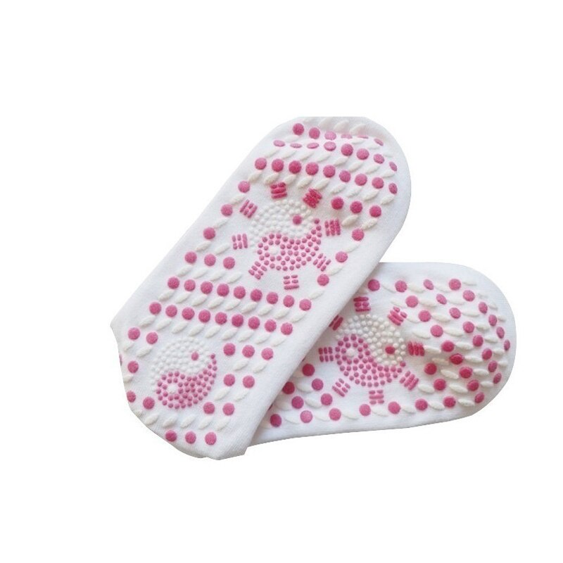 Calcetines magnéticos de turmalina para hombre y mujer, calcetín Unisex de terapia de autocalentamiento: White