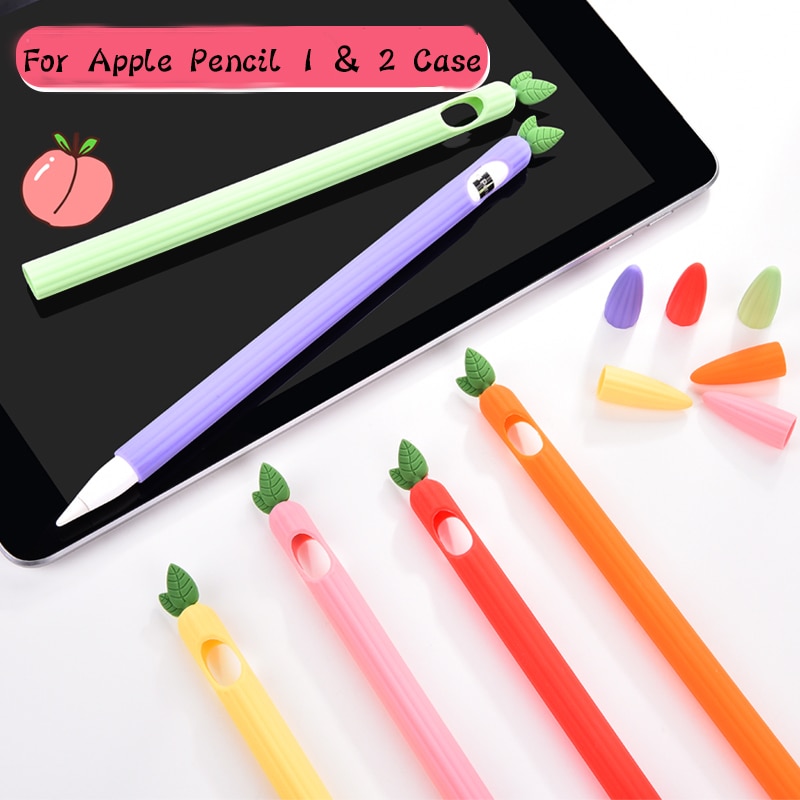 Suave lindo estuches de silicona para lápices para Apple lápiz 1 2 cubierta de cuero para iPad Tablet Touch Pen Stylus protector caso de la cubierta de la manga de la cáscara