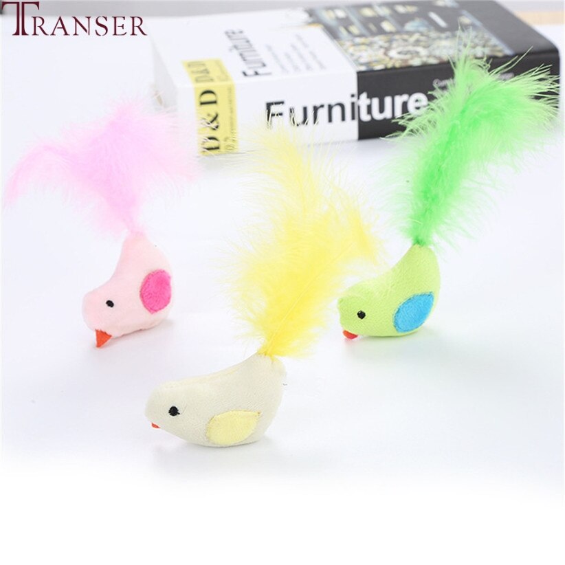 Cute Cat Toys Soft Plush Birds Feather Tail Interactive Small Dog Pet Toy 80926