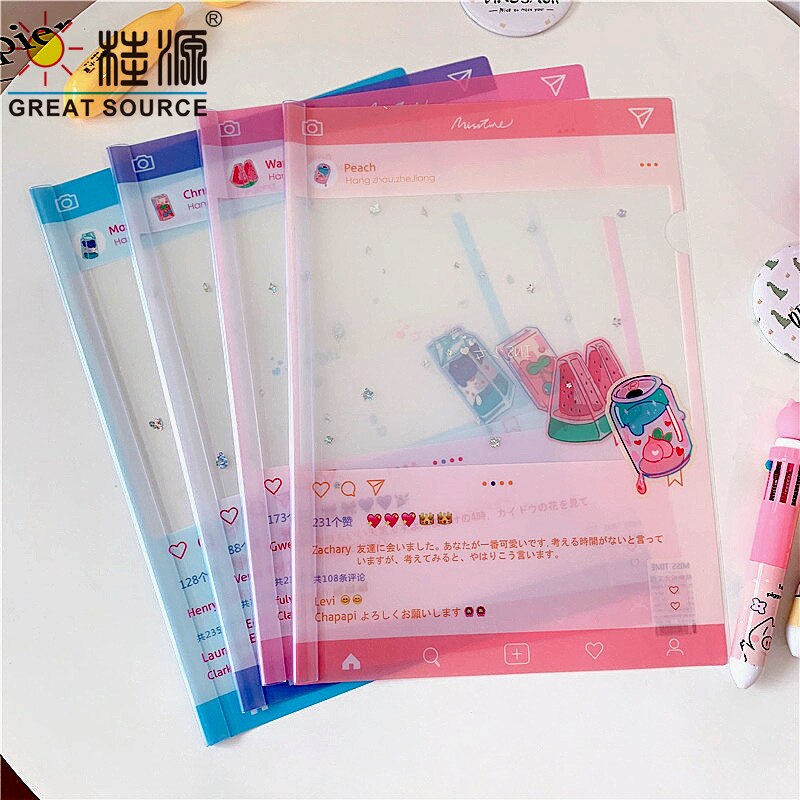 A4 Project Folder Report Document Files Folders Sakura Clip Bar Files Presentation Slide Binder Folders W218*L310mm (10PCS)