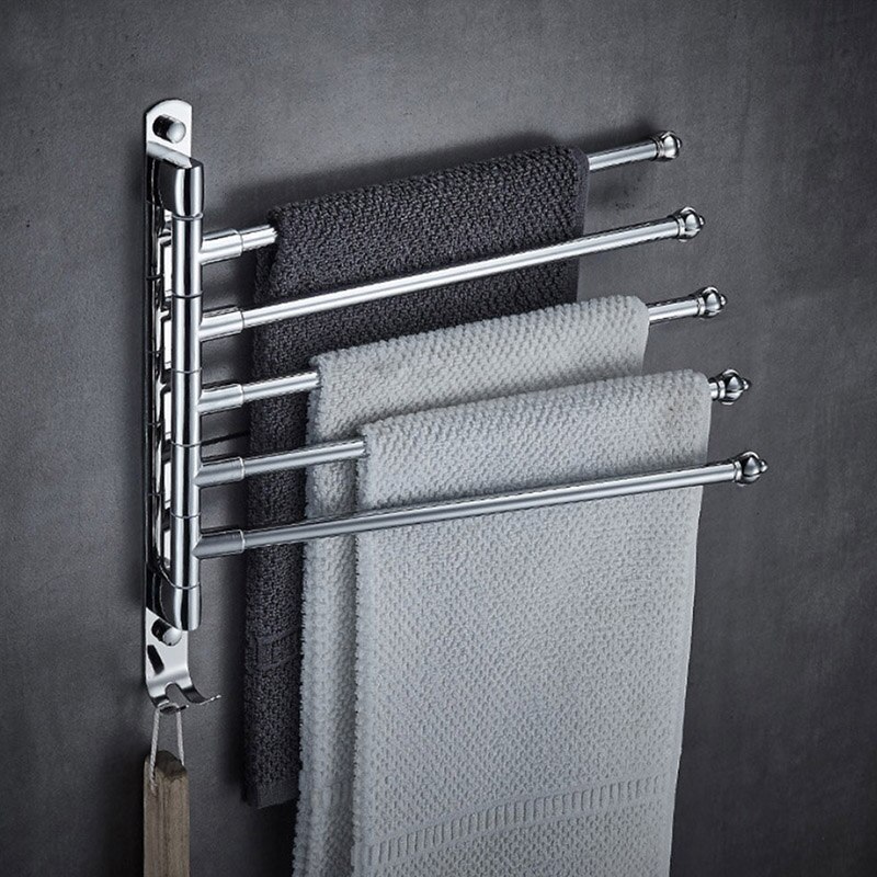 Wall Mounted Towel Rail Holder Stainless Steel Swivel Rack for Bathroom Kitchen _WK