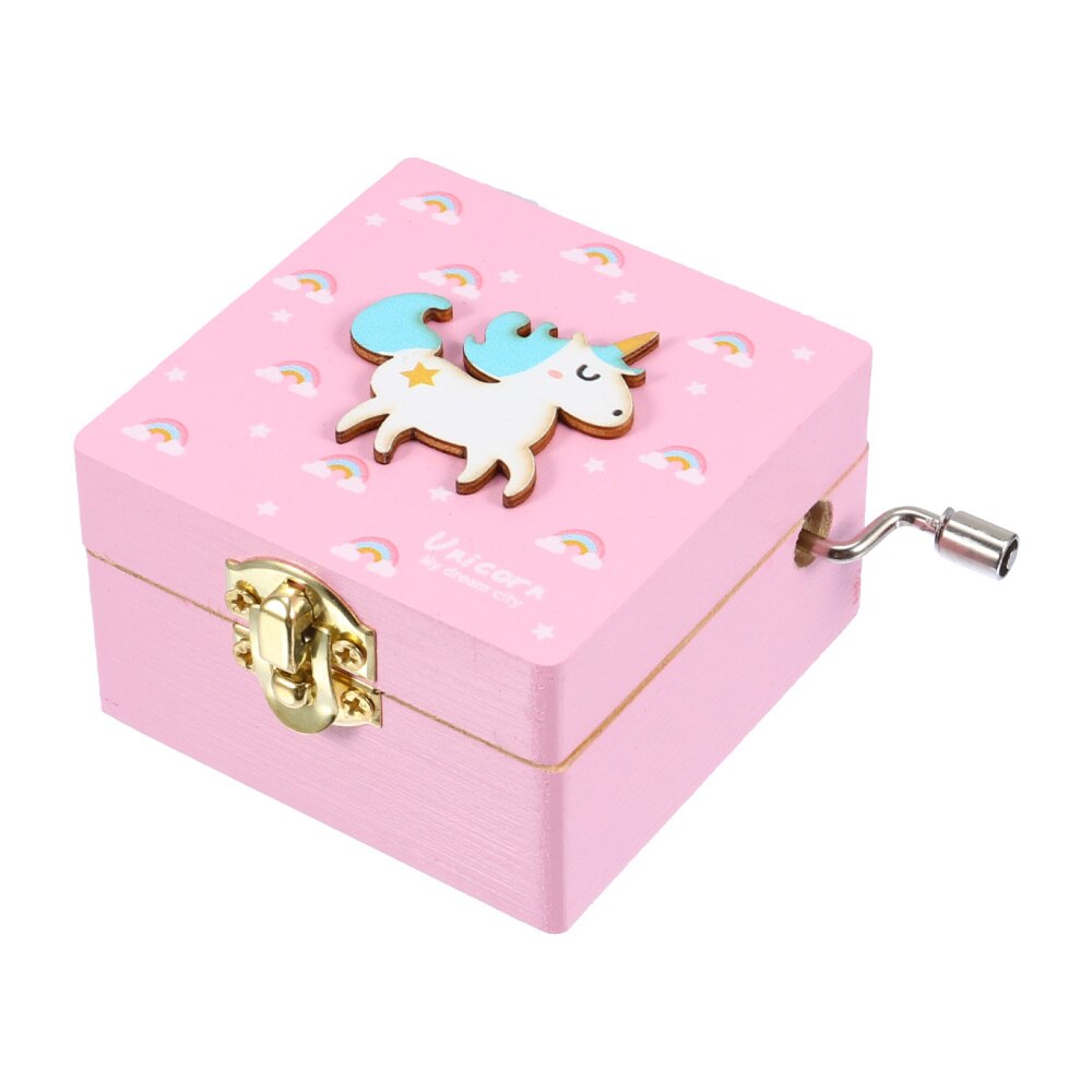 1Pc Mini Manual Movement Box Musical Box Wood Crafts Ornament