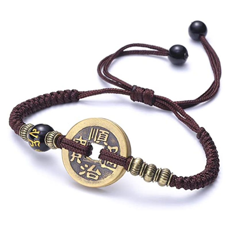 Handgemaakte Draad Armband Verstelbare Rijkdom Geweven Touw Armbanden Vintage Sieraden Voor Geluk En Bescherming: Licht Geel Goud Kleur