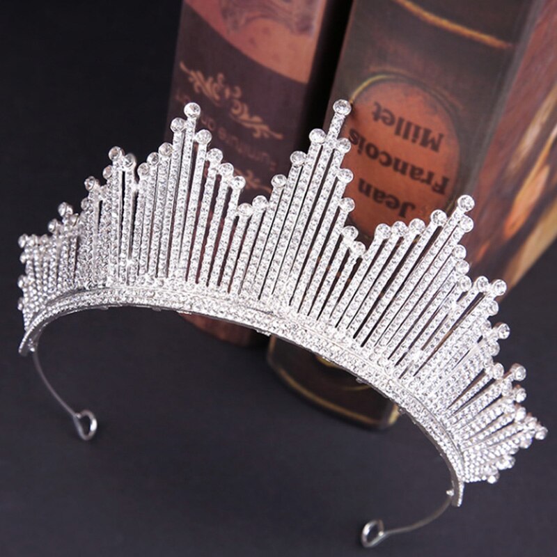 5.6cm Tall Leaves Crystal Tiara Crown For Women Wedding Queen Prom 3 Colors