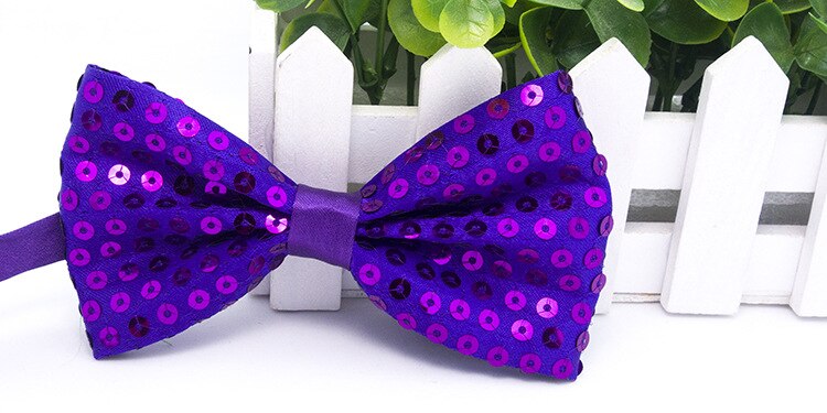 Réglable Sequin noeud papillon noeud papillon cravate pour déguisement fête faveur Jazz danse cravate mariage anniversaire noël: purple