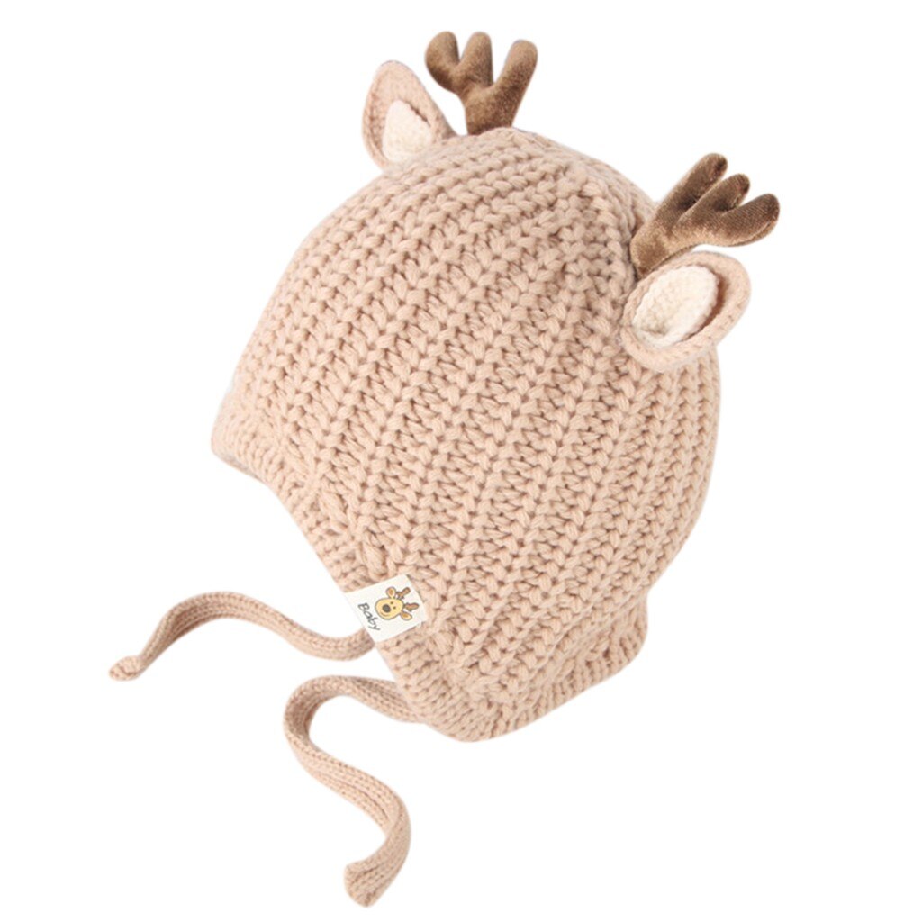Kerst baby fotografie props hoed Peuter Meisje & Jongen Baby Kerst Cartoon Herten Winter Haak Muts Beanie Cap HOOLER: Beige