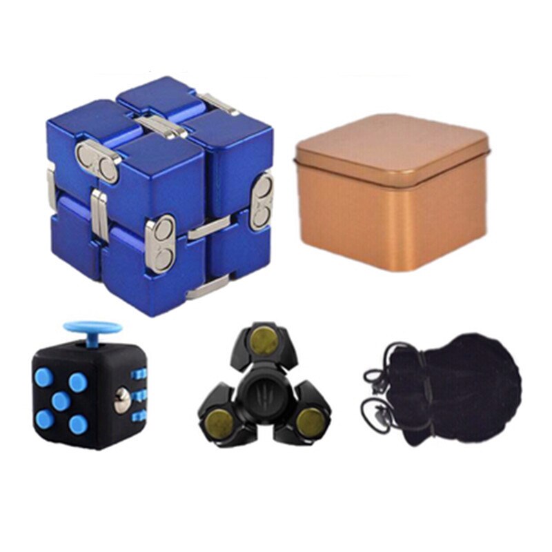 WINCOTEK Premium Metallo Infinity Cubo Giocattolo Lo Stress Mitigatore di Alluminio Deformazione Cubo Magico Giocattoli per chilren per EDC Ansia: Blue kit