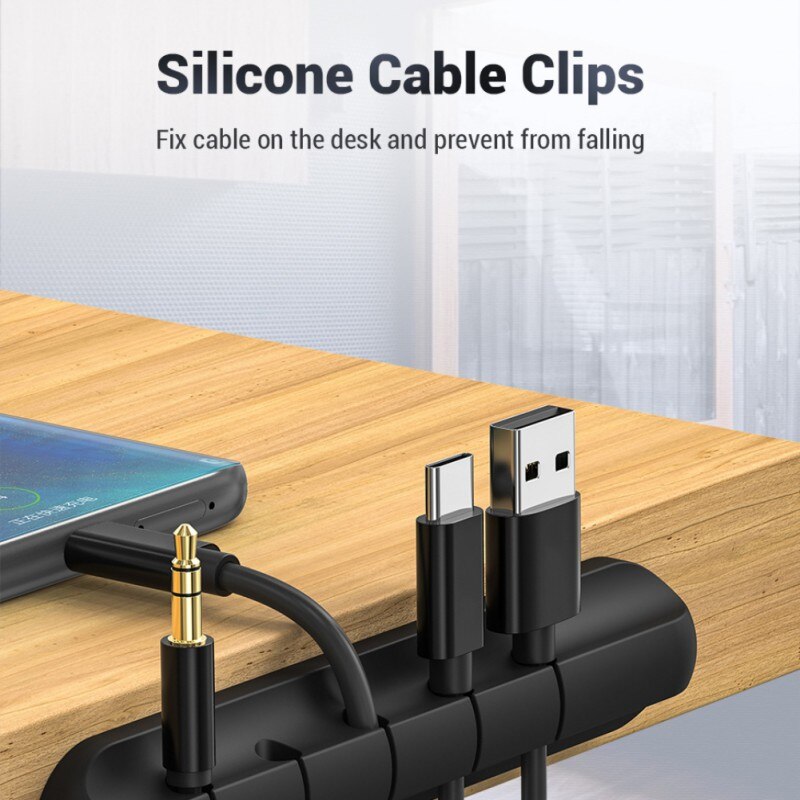 câble organisateur Silicone USB câble enrouleur bureau bien rangé gestion Clips support de câble pour souris casque fil pratique
