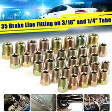 100% Brand 35pcs Brake Line Fitting Nuts Kit For Inverted Flares On 3/16 & 1/4 Tube Tubing