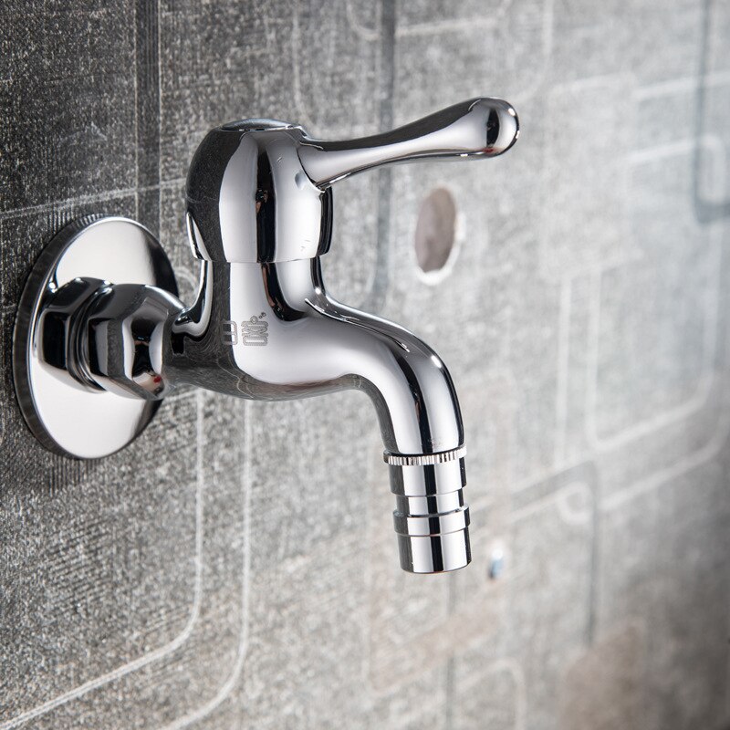 Brass Chrome Finished Bibcock Taps Washing Machine Tap Wall Mount Small Tap Decorative Double Garden Faucet