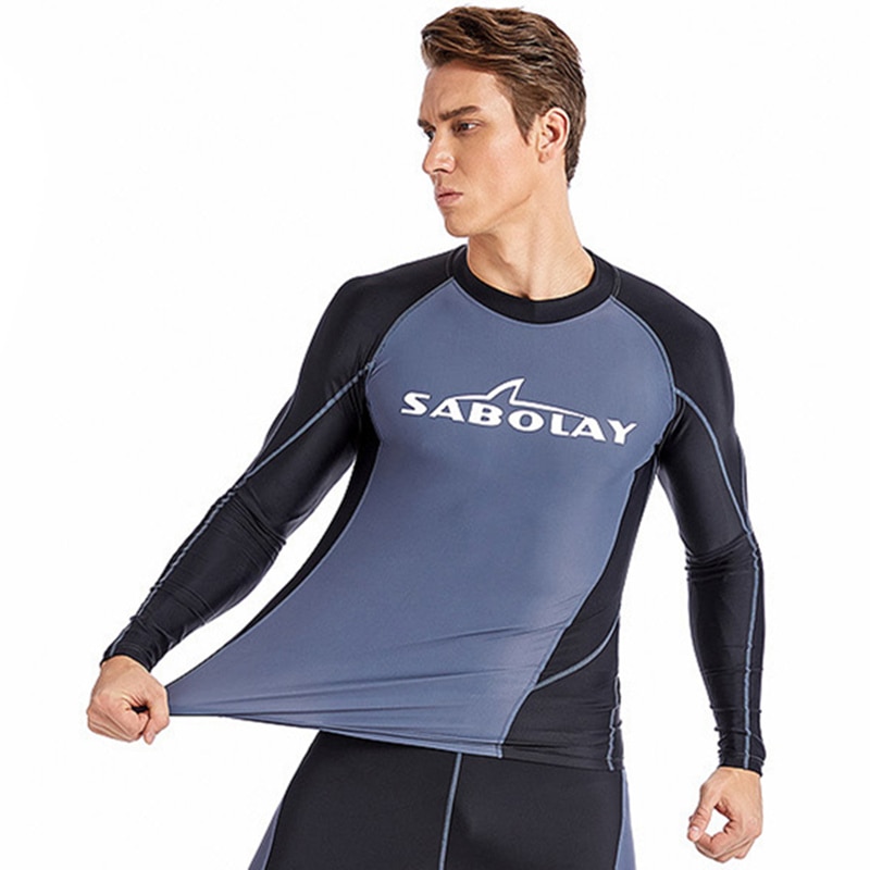 Plus size herr topp våtdräkt o-ringad sommar långärmad baddräkter lapptäcke färg surfing badkläder t-shirt simdykardräkt