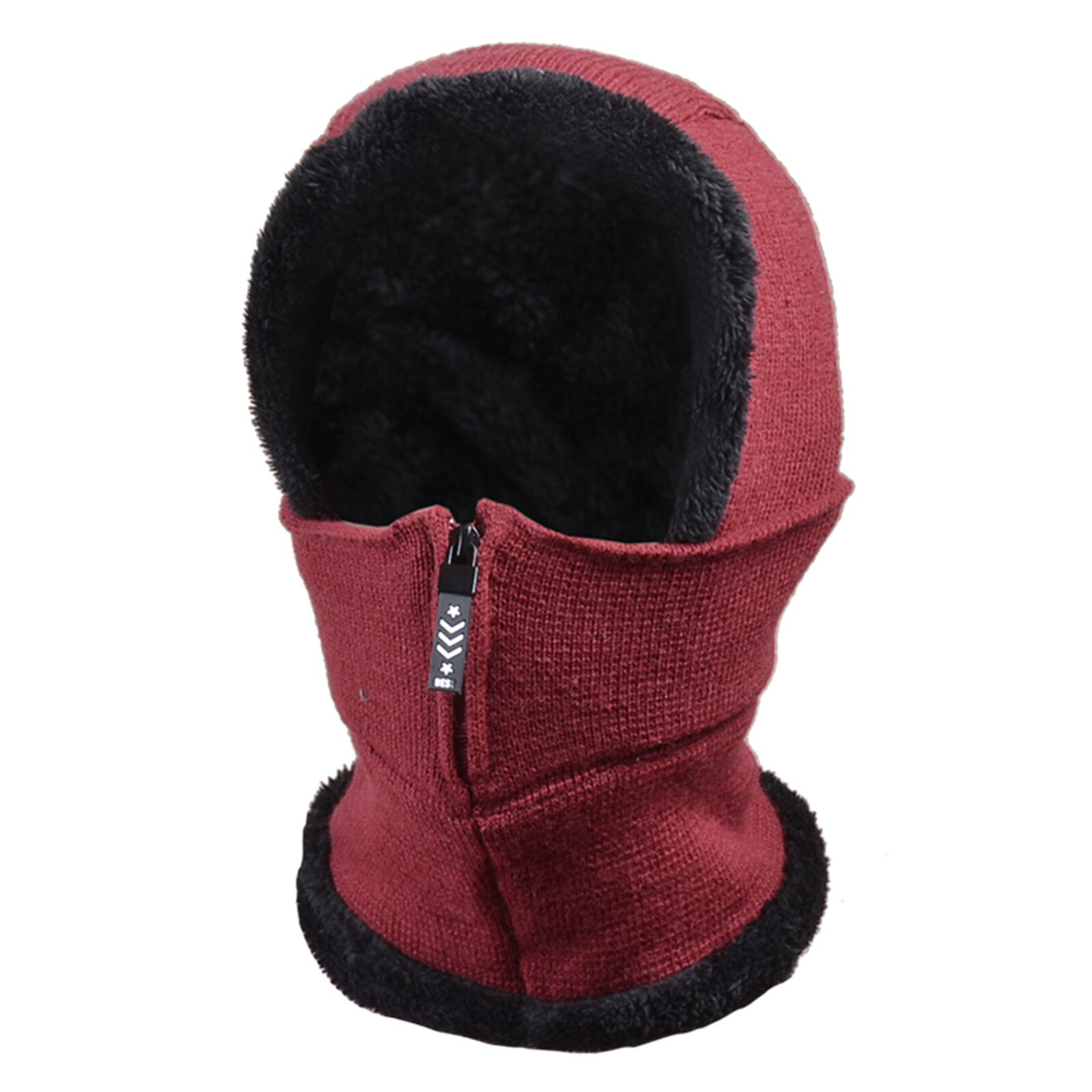 Winter Solid Black Knitted Hat Autumn Winter Ear Protection Thickened One Piece Cap Keep Warm Windproof Hat Face Cover #T2G