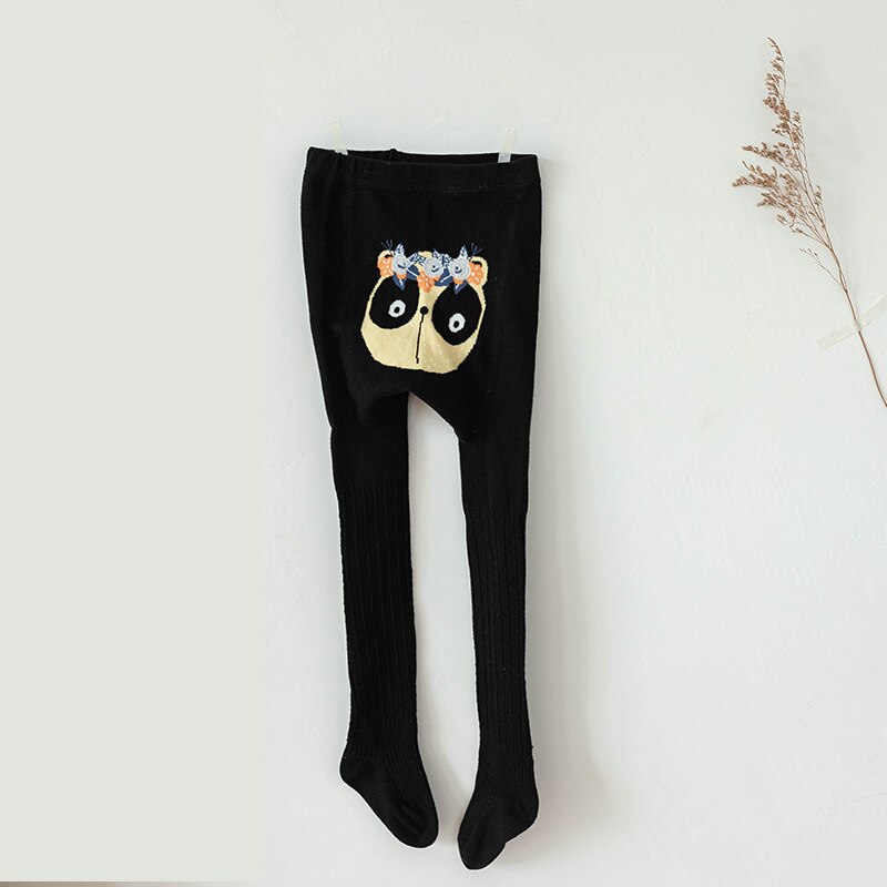 Spring Summer Baby Boys Cotton Pantyhose for Girls Cute Cartoon Tights Big Hip Stockings: black panda / 85-95cm