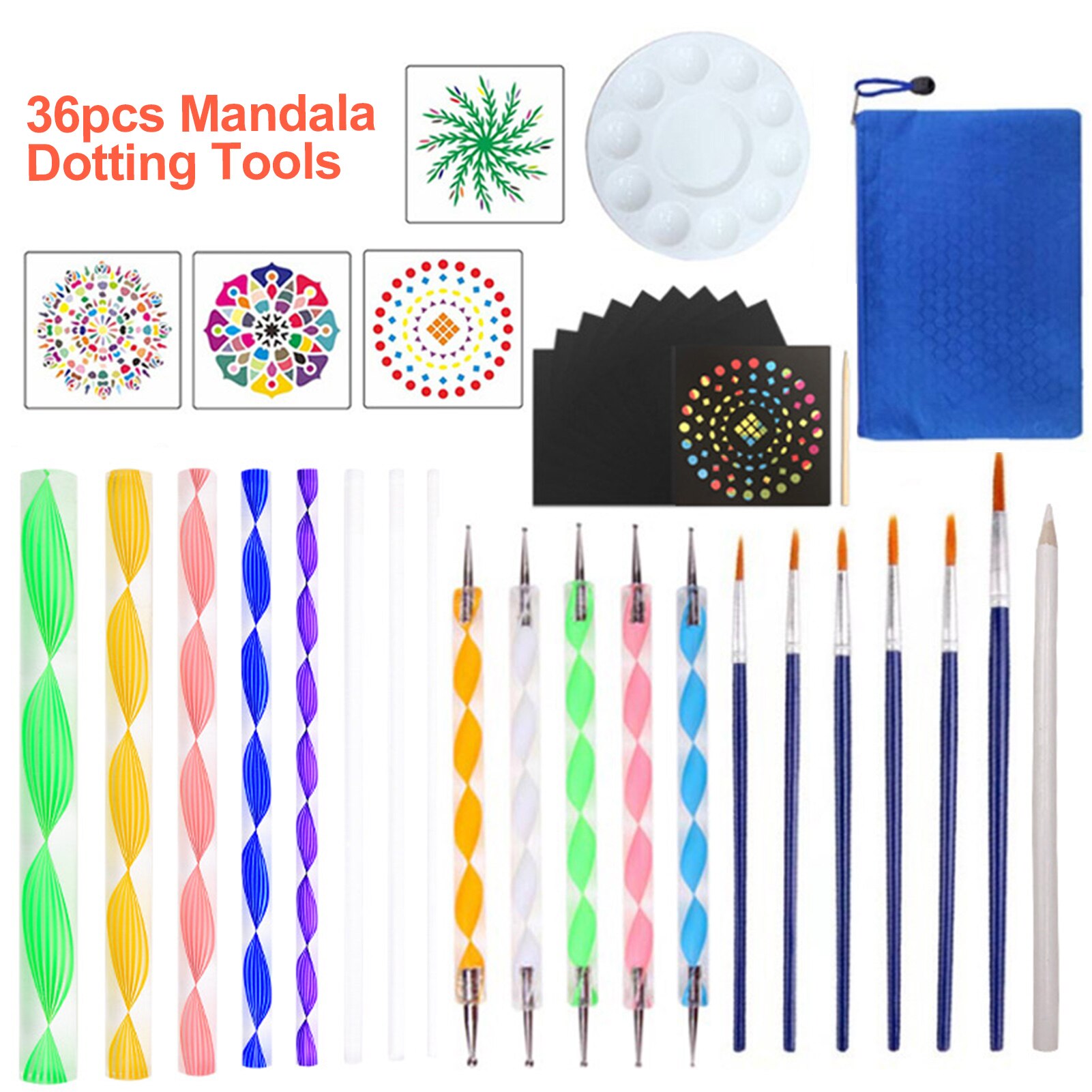 41 Piece Mandala Dotting Tools DIY Painting Stencils Ball Palette Paint Brushes Multifunction Embossing Dot Kit for Canvas Rock
