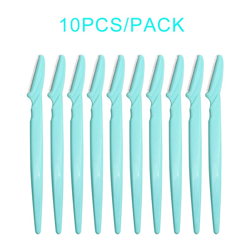 Brainbow 10pcs Eyebrow Trimmer Portable Eyebrow Razor Shaver Eye Brow Shaper Shaping Tool Scissors Facial Hair Remover for Women: Green