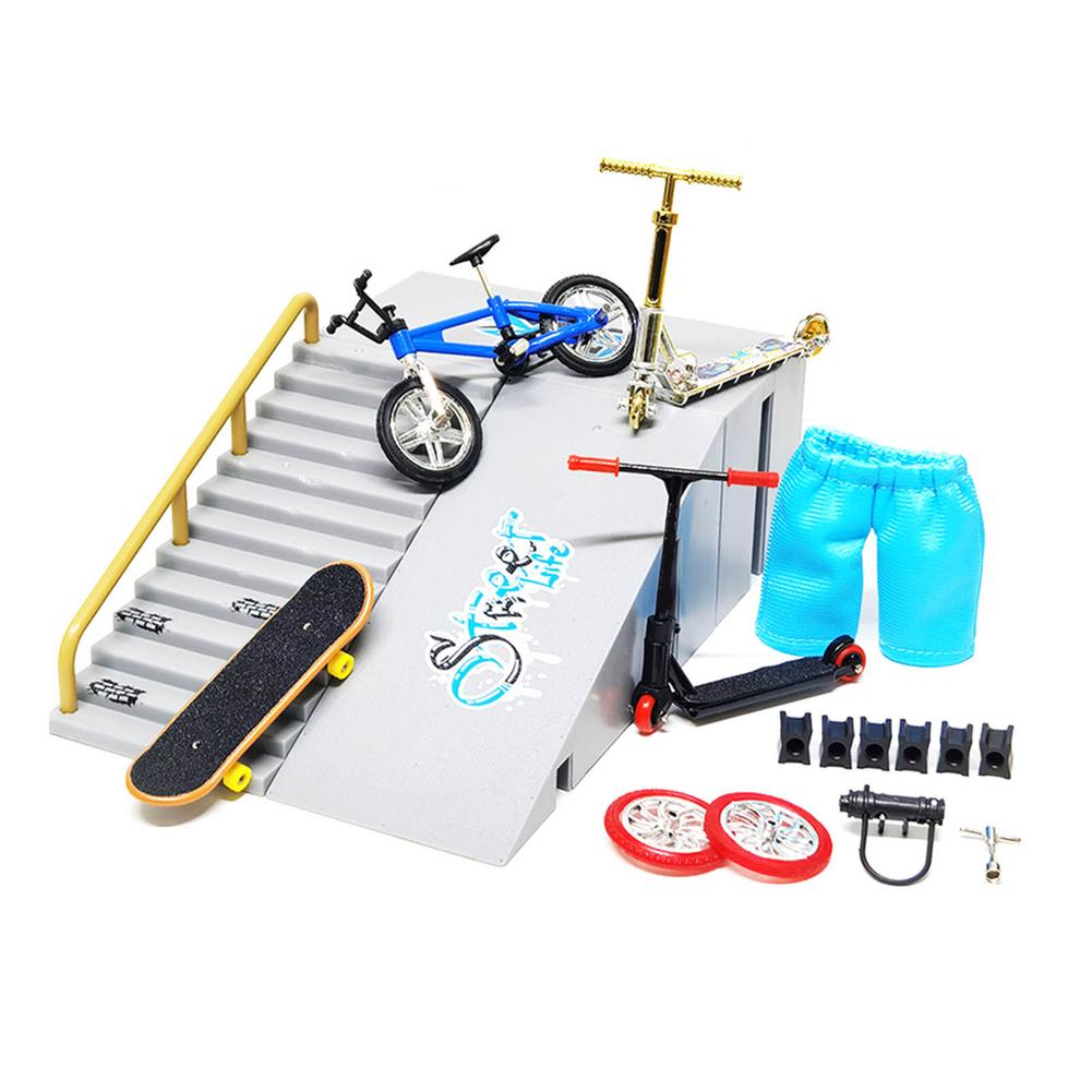 Rampe de skate pour enfants, jeu de sport, pour doigt, planches à roulettes, ensemble de pièces, touche, pour mini vélo, parc de formation, jouet,: A