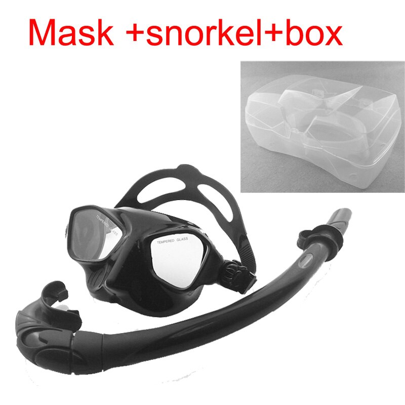 Top duiken gears en snorkel apparatuur Zwart siliconen duikbril Lage profiel onderwatervissers masker flexable snorkel: Mask and snorkel