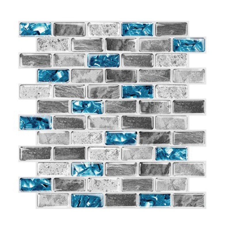 Vivid Tiles Blue Peel and Stick Tiles 3D Brick Effect Waterproof Kitchen Backsplash Decor Self Adhesive Wallpaper: Default Title
